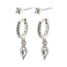 Load image into Gallery viewer, Elza Crystal Earrings 2-in-1 Set Silver-Plated by Pilgrim

