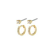 Load image into Gallery viewer, MILLIE Crystal Hoops and Earstuds 2-in-1 set Gold Plated by Pilgrim
