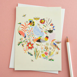 Birds In Wonderland Card by Elvira Van Vredenburgh