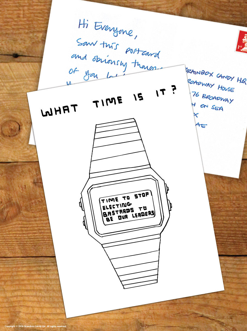 David Shrigley Postcard, What Time Is It?
