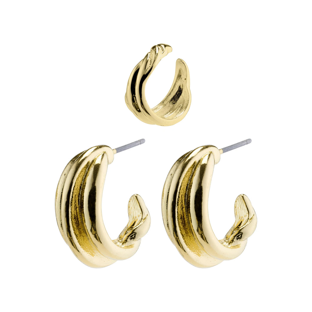 AMANDA Hoop and Cuff Set Gold Plated by Pilgrim