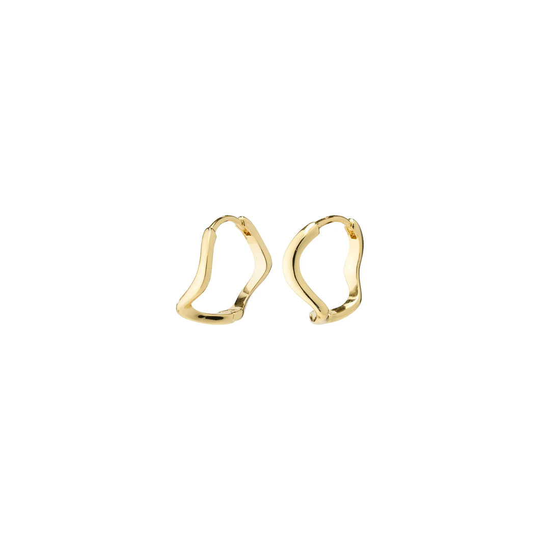 ALBERTE Organic Shape Hoop Earrings Gold-Plated by Pilgrim