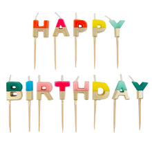 Load image into Gallery viewer, Rainbow, Gold Metallic Dipped, Happy Birthday Candles by Talking Tables