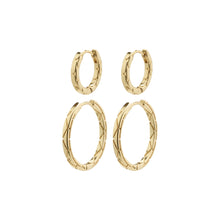 Load image into Gallery viewer, BLOSSOM Recycled Hoop Earrings 2-in-1 Set Gold Plated by Pilgrim
