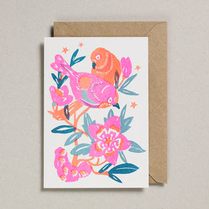 Riso Papercut Card - Love Birds by Petra Boase