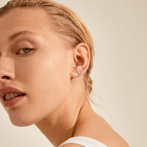 SOPHIA Small Heart Stud Earrings 2-in-1 Set Gold-Plated