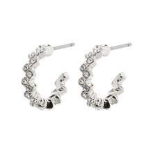 Load image into Gallery viewer, ESTER Crystal Hoops Silver Plated by Pilgrim
