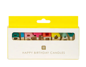 Rainbow, Gold Metallic Dipped, Happy Birthday Candles by Talking Tables