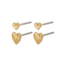 Load image into Gallery viewer, SOPHIA Small Heart Stud Earrings 2-in-1 Set Gold-Plated
