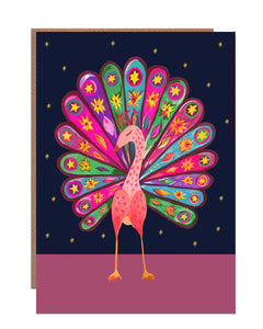Peacock Carnival Greetings Card by Hutch Cassidy