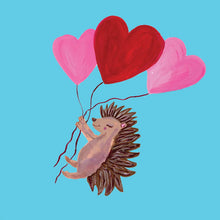 Load image into Gallery viewer, Hedgehog With  Balloons -  Greeting Card by Hutch Cassidy
