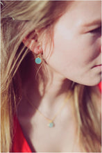 Load image into Gallery viewer, Gold vermeil Hook Earrings - Aqua Chalcedony
