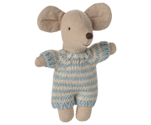 Load image into Gallery viewer, Maileg Sleepy Baby Mouse In Carry Cot - Blue
