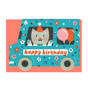 The Printed Peanut - Die Cut Card - Birthday Van