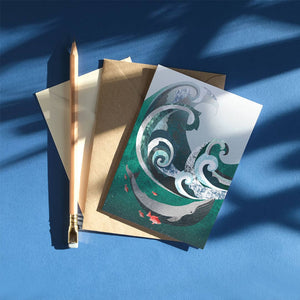 Printer Johnson Greeting Card Whale & Wave