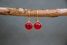 Load image into Gallery viewer, Gold vermeil Hook Earrings - Pink Chalcedony
