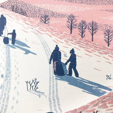 Load image into Gallery viewer, Concertina Card - Sledging at Dusk
