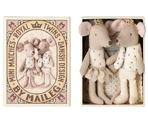 Maileg Royal Twins Mice - Little Sister and Brother in Matchbox