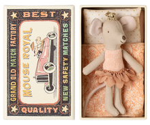 Load image into Gallery viewer, Princess Little Sister Mouse in Matchbox by Maileg
