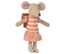 Load image into Gallery viewer, Maileg Tricycle Mouse Big Sister With Bag - Coral
