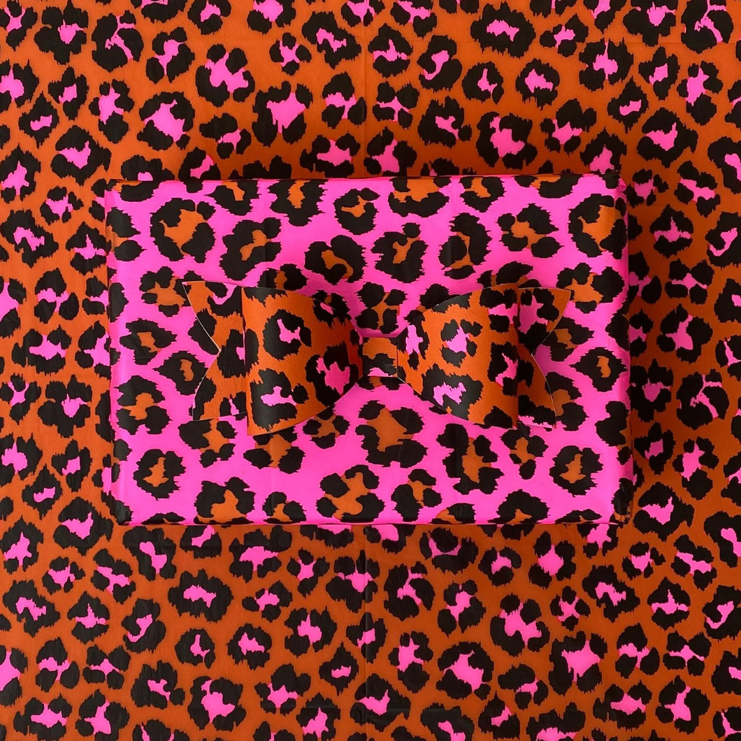 Luxury Tissues Paper - Leopard Ginger and Flouro Pink