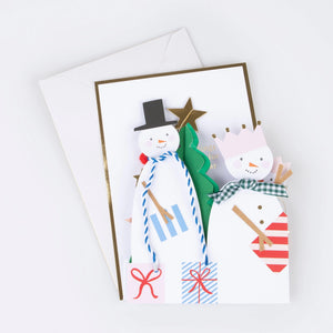 Meri Meri Concertina Christmas Card - Snowman Family