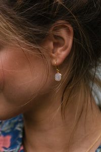 Gold vermeil Hook Earrings - Rainbow Moonstone
