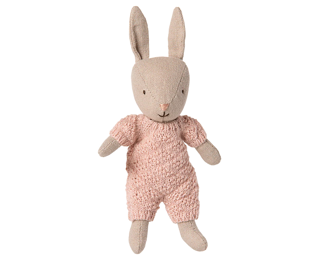 Maileg Micro Rabbit - Brown with Pink Knitted Suit