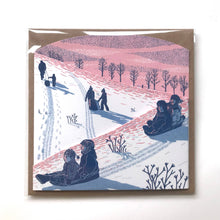 Load image into Gallery viewer, Concertina Card - Sledging at Dusk
