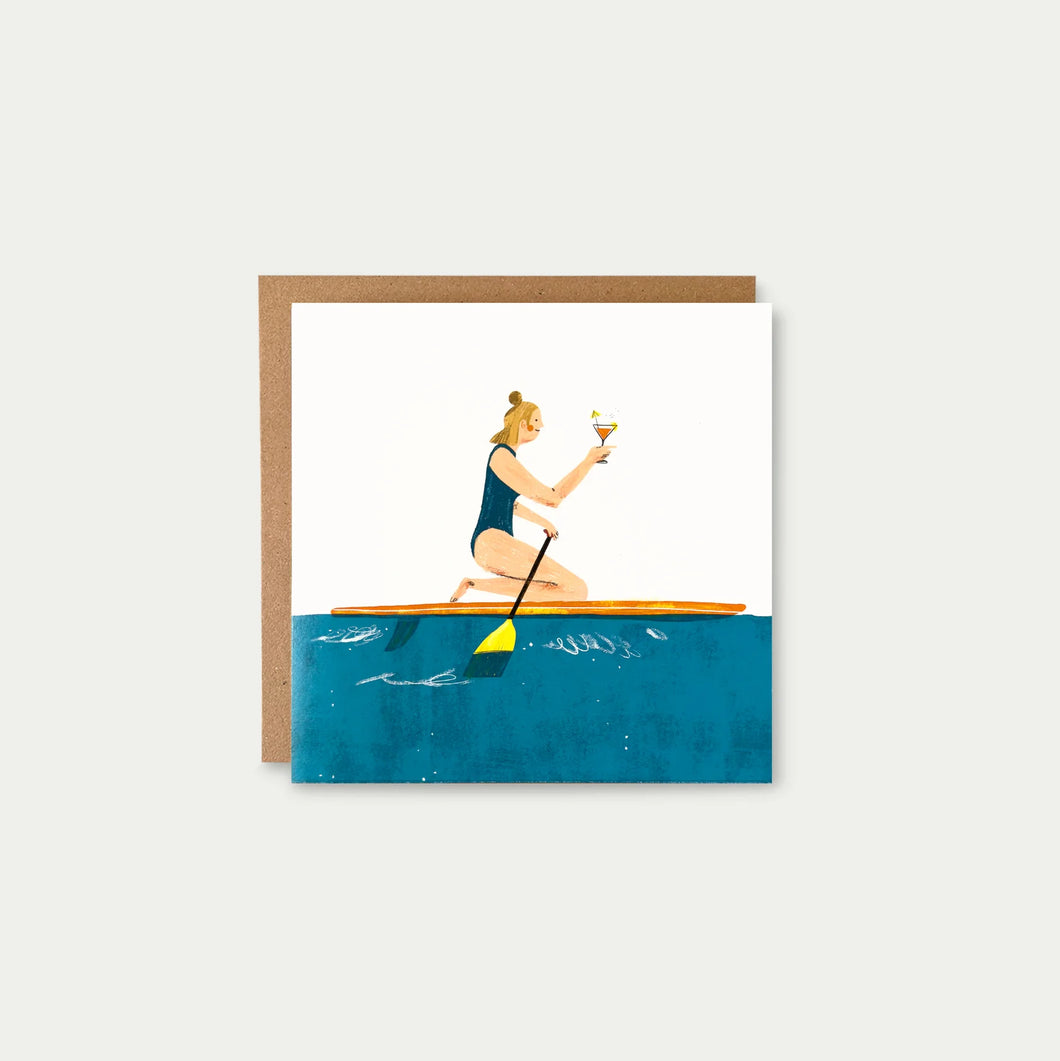 Oldfield Design Co. Greetings Card - Paddleboard & Cocktail