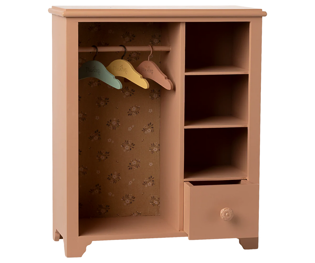 Maileg Large Wooden Wardrobe - Dark Pink