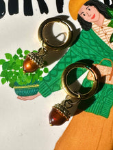 Load image into Gallery viewer, Autumn Acorn Detachable Enamel Charm Hoop Earrings

