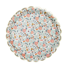 Load image into Gallery viewer, Scalloped Edge Paper Plates - Floral Blue
