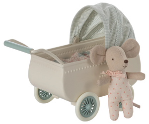 Maileg - Pram With Baby Mouse Set  - Mouse