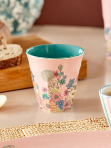 Rice DK- Medium Melamine Cup - Flower Collage Print Pink