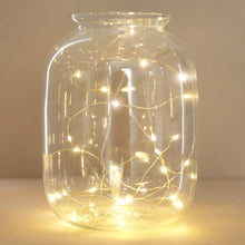 Load image into Gallery viewer, Silver battery powered string lights in glass jar 
