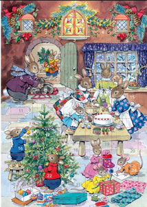 The Porch Fairies A5 Advent Card - Christmas Eve Rabbit Family