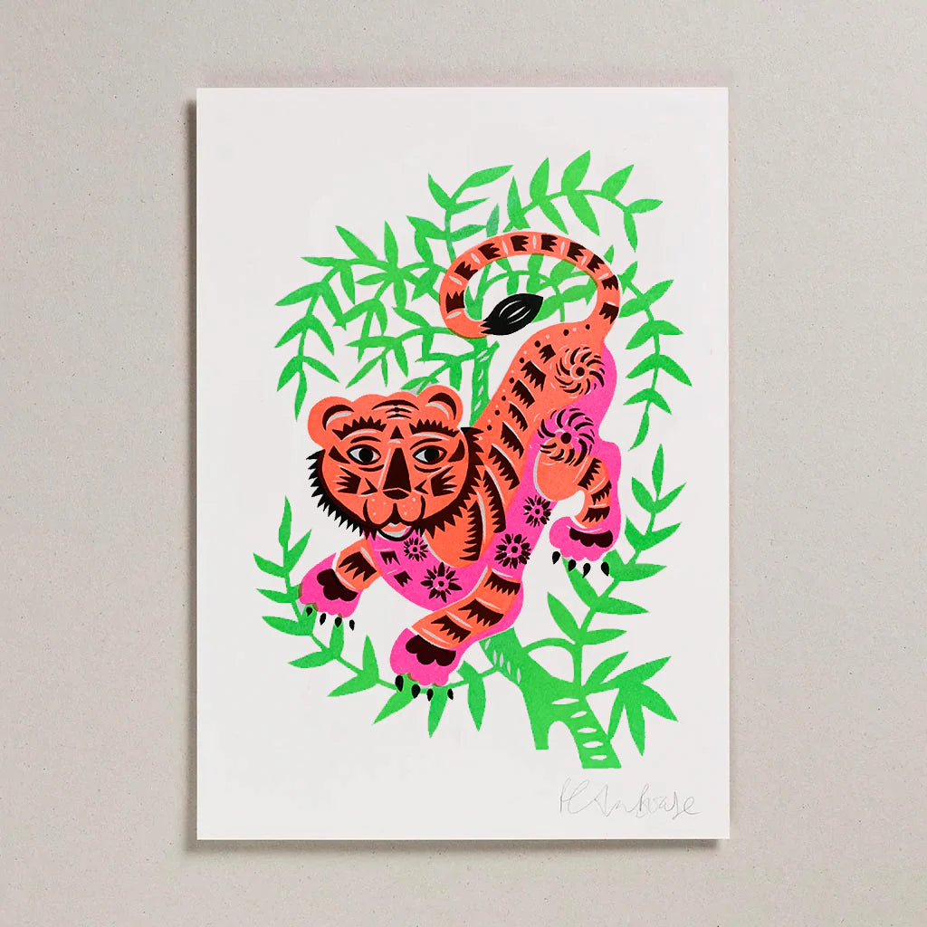 Risograph Print (A4) - Tiger By Petra Boase