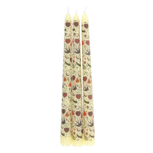 Load image into Gallery viewer, Set of 3 Cream Folk Floral Print Taper Candles
