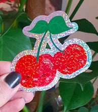 Load image into Gallery viewer, Glitter Sticker - Cherries
