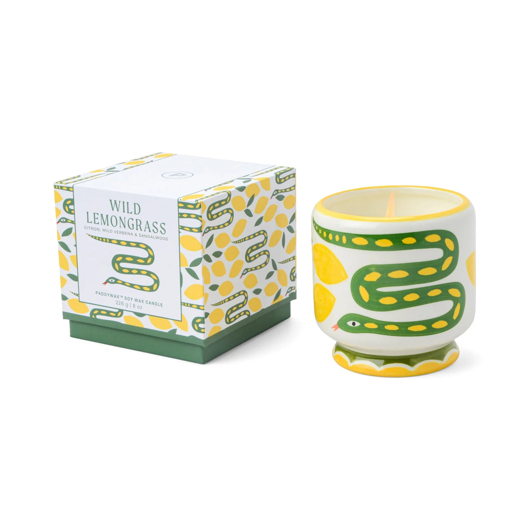 Adopo 8oz Ceramic Candle Snake - Wild Lemongrass