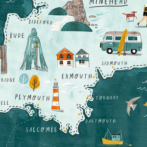 Oldfield Design Co A3 Print - South West Coastal Path Route Map