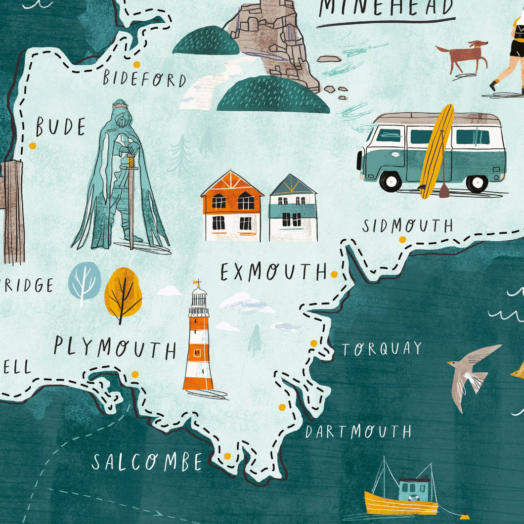 Oldfield Design Co A3 Print - South West Coastal Path Route Map