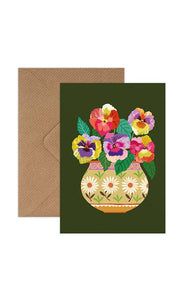 Brie Harrison Greetings Card - Pansies