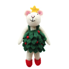 Amica Felt Christmas Decoration - Mouse in Holly Dress