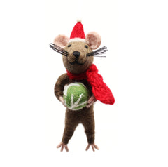 Amica Felt Christmas Decoration - Festive Rat with Sprout