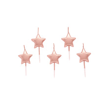 Load image into Gallery viewer, Rose Gold Metallic Star Candles - Pack of 5
