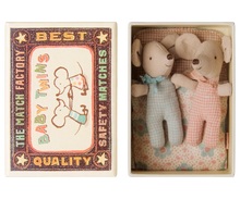 Load image into Gallery viewer, Maileg Twin Baby Mice In Matchbox - Checker
