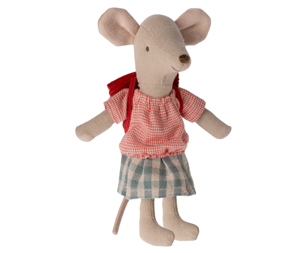 Maileg Tricycle Mouse, Big Sister With Bag - Red