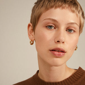 AICA Recycled Chunky Hoop Earrings Gold Plated by Pilgrim
